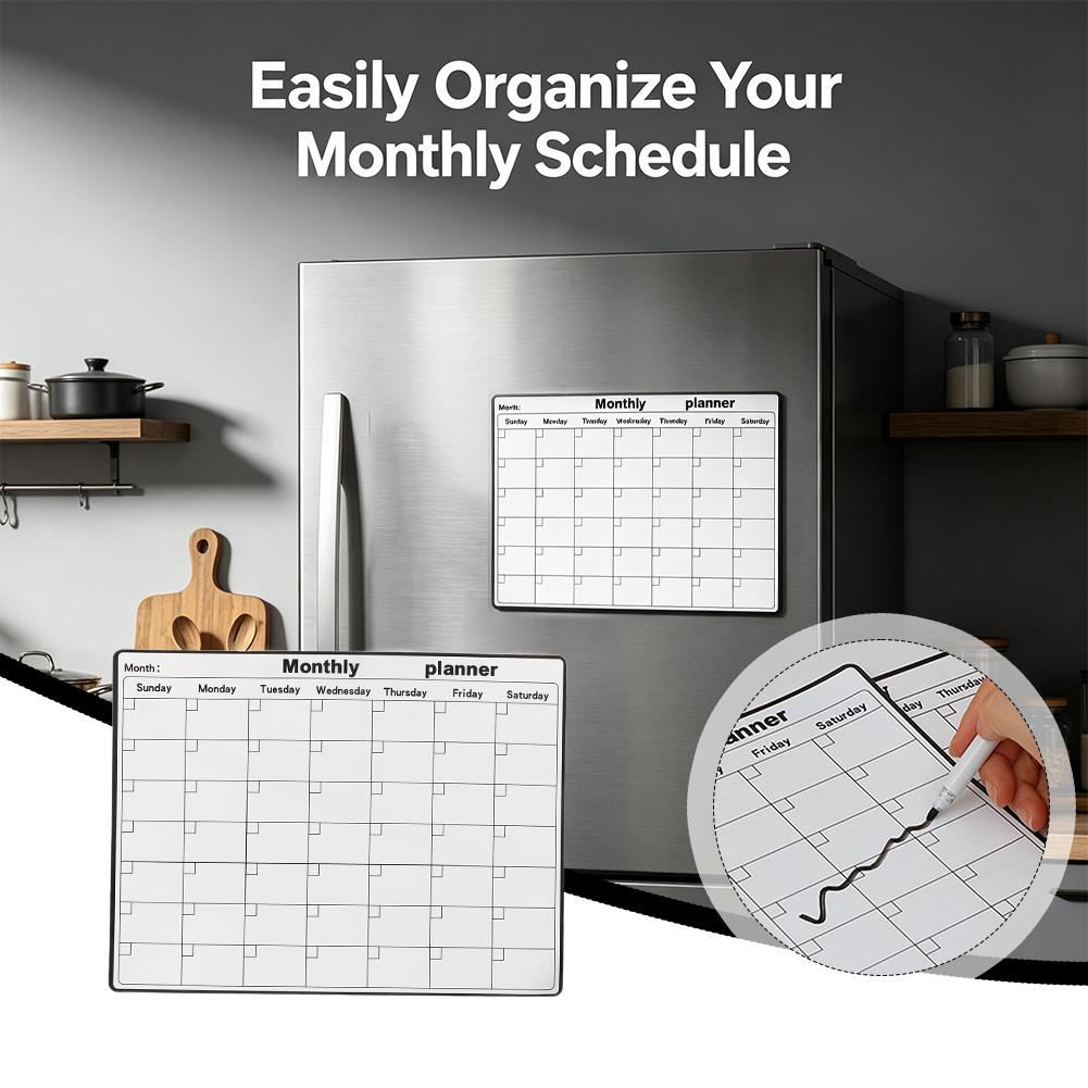 Magnetic Calendar Board - Manyetik Buzdolabı Kuru Silinebilir Takvim Aylık