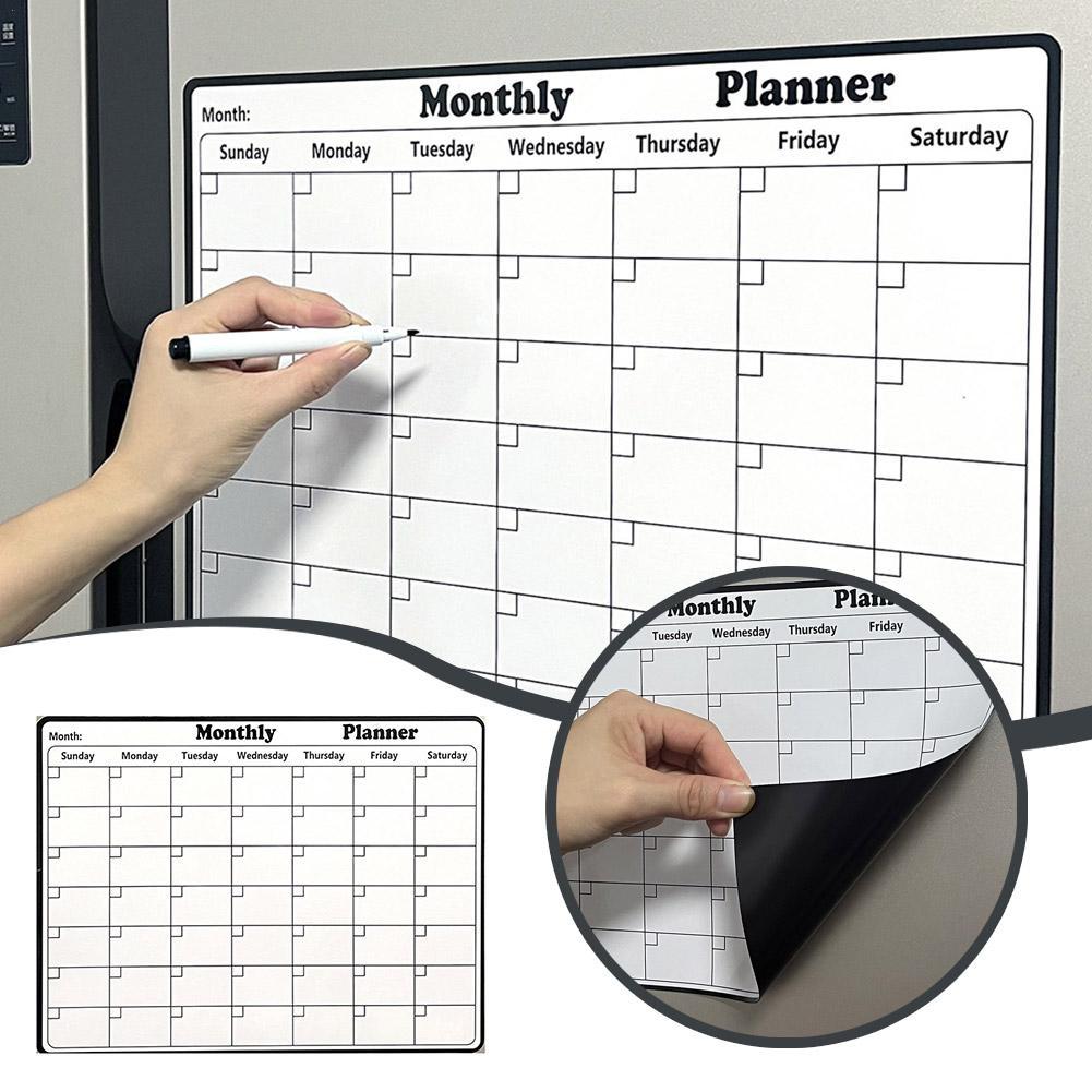 Magnetic Calendar Board - Şık Manyetik Kuru Silme Takvim Beyaz