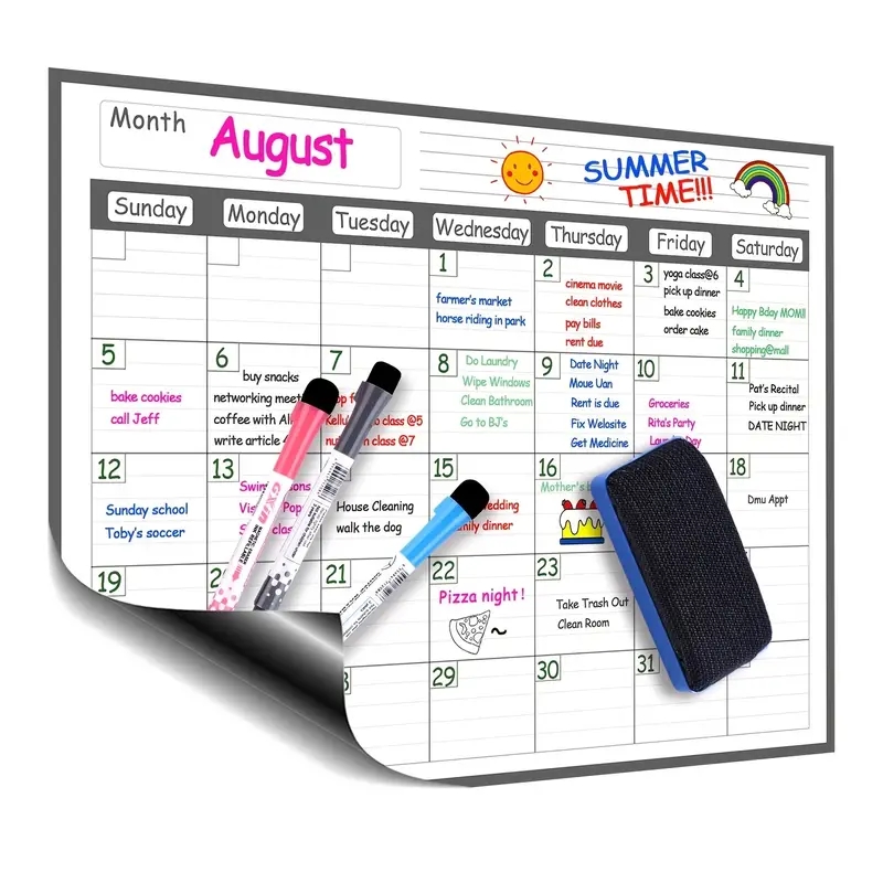Magnetic Calendar Board - 1 takım manyetik buzdolabı kuru silme