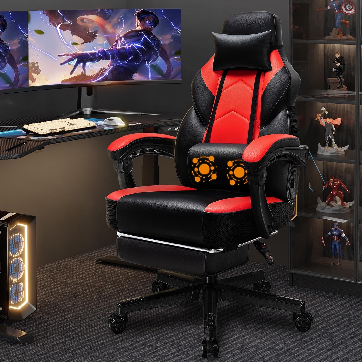Home Office Chair - Ayak Dayamalı, Masajlı Bel Desteği, Ev