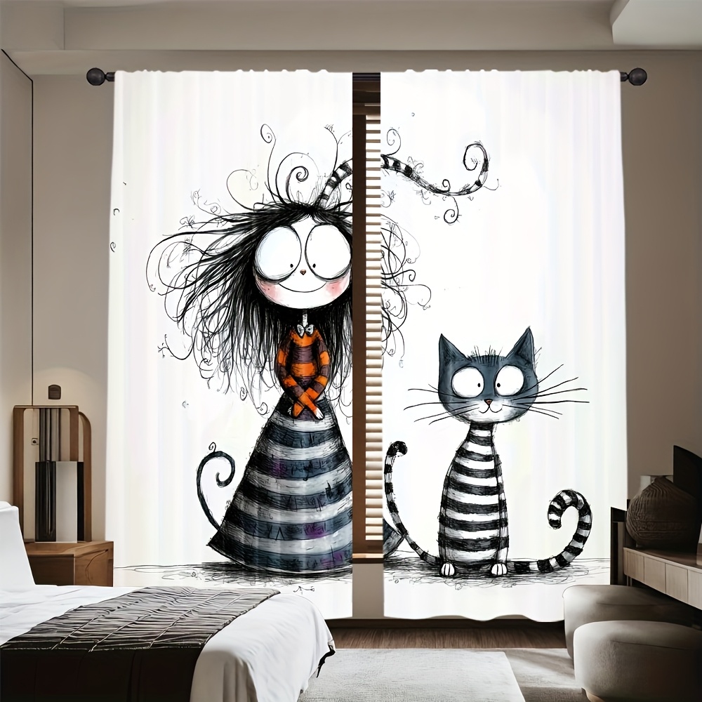 Home Office Tim - 2 adet Gotik Kız ve Kedi