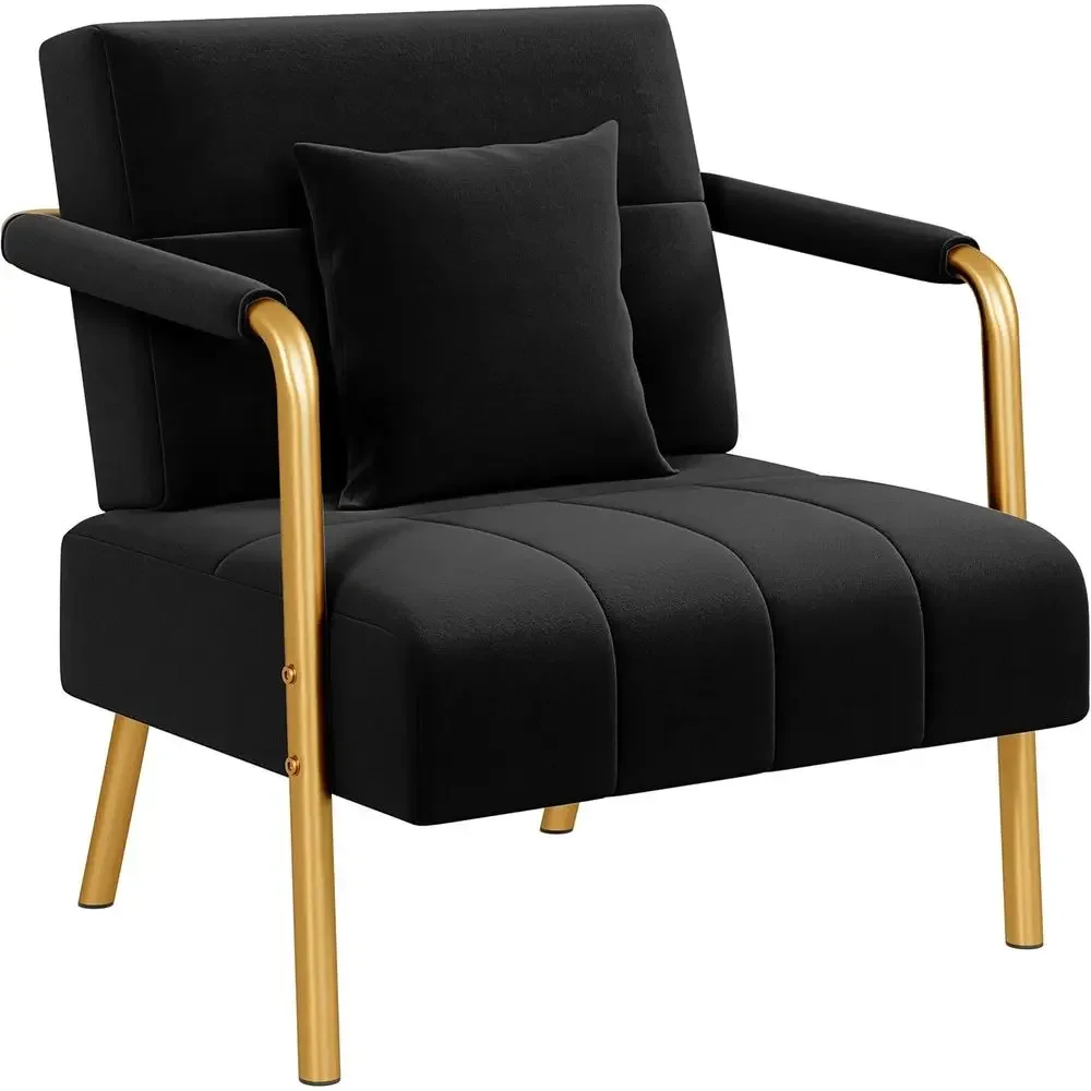 Home Office Sofa - 30 cm Genişliğinde, Siyah Renkli, Altın