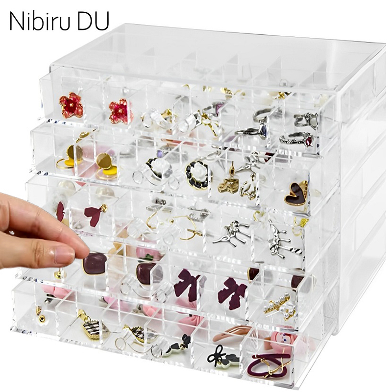 File Cabinet Drawer - Şeffaf takı saklama kutusu 72/79/120 izgaralar