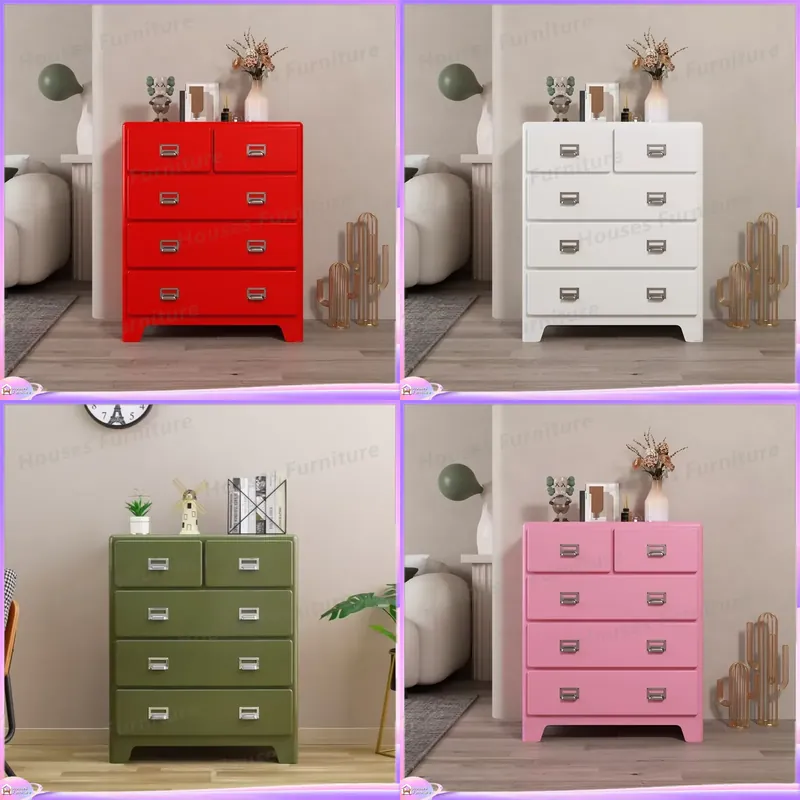 Office Table Home - Vintage 5 Çekmeceli Metal Ayakkabılık Depolama