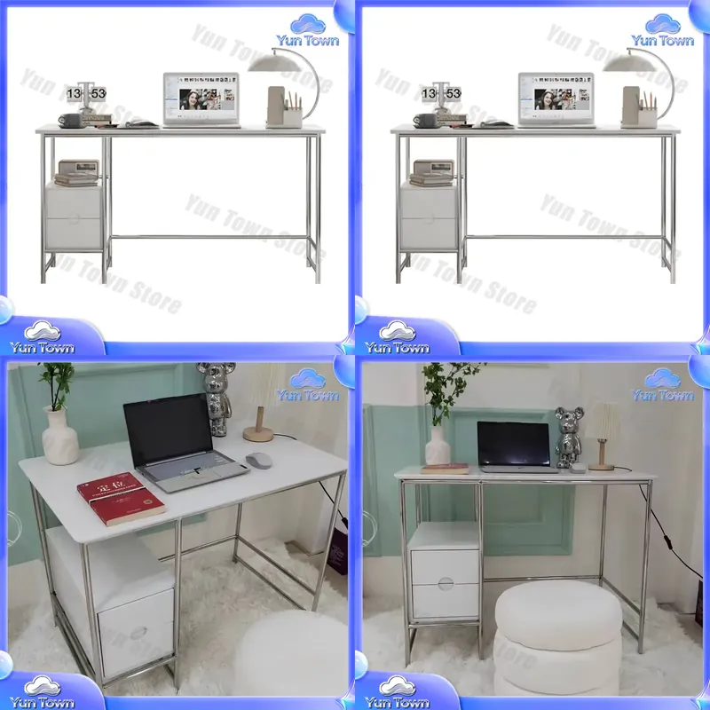 Home Office Ikea - Basit Krem Bilgisayar Masası Ev Ofis