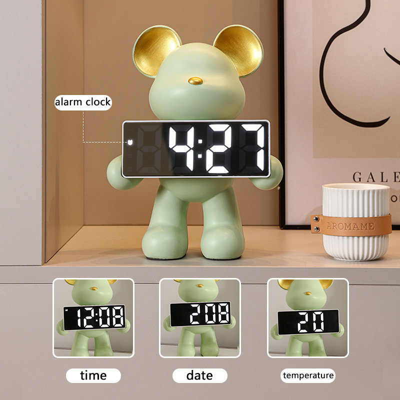 İskandinav Tarzı Reçine Ayı Sa - Led Desk Clock incelemesi ve fiyatı