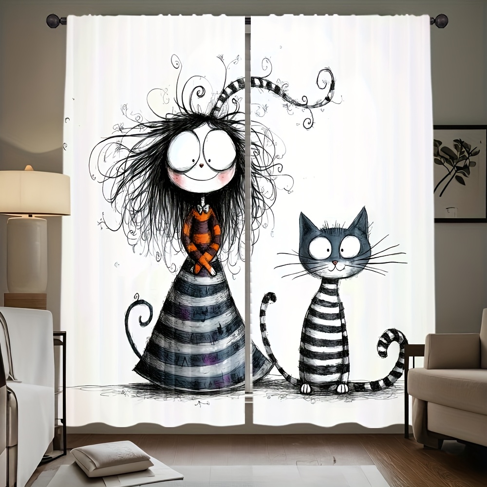 2 adet Gotik Kız ve Kedi Perde - Home Office Tim incelemesi ve fiyatı
