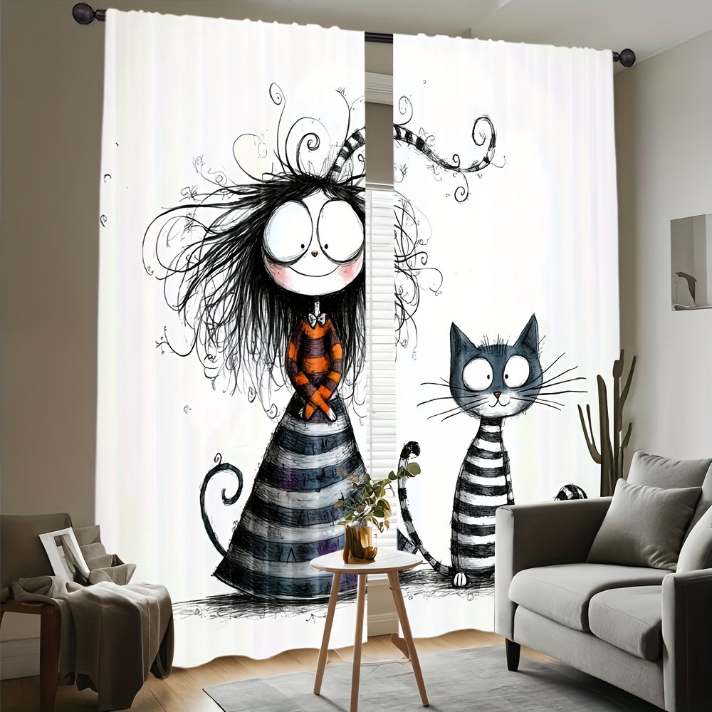 2 adet Gotik Kız ve Kedi Perde - Home Office Tim incelemesi ve fiyatı